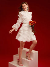 MOTF PREMIUM FLORAL APPLIQUED MESH MINI DRESS,VALENTINE'S DAY OUTFIT